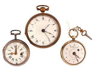 A lot of three 18th and 19th century verge fusee pocket watches