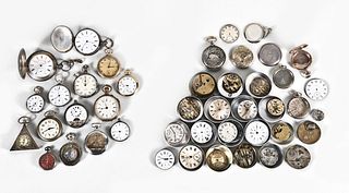 A lot of 19th and 20th century European pocket watches and movements
