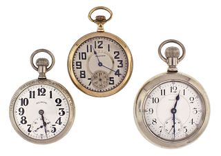 A lot of three 21 jewel American pocket watches