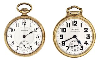 A lot of two 16 size 21 jewel American pocket watches