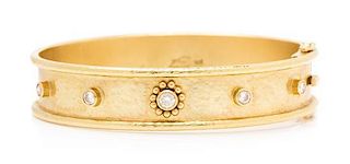 An 18 Karat Yellow Gold and Diamond Bangle Bracelet, Elizabeth Locke, 20.40 dwts.