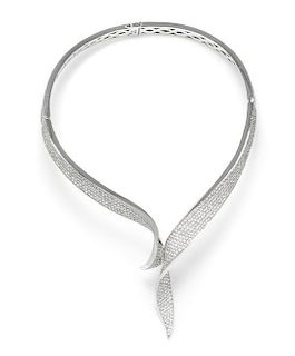 * A White Gold and Diamond Collar Necklace, 68.80 dwts.