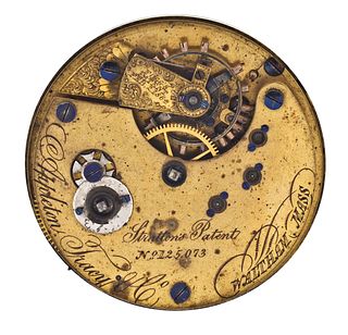 A Waltham 20 size model 1862 movement with vibrating hairspring stud