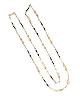 * A Yellow Gold and Enamel Longchain, 15.70 dwts.