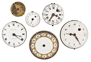 A lot of six 18th and 19th century Continental verge fusee movements including a quarter repeater