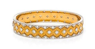 A Bicolor Gold and Diamond Bangle Bracelet, Gianmaria Buccelatti, 17.70 dwts.