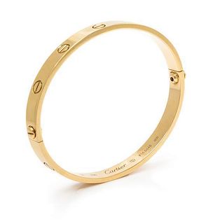 * An 18 Karat Yellow Gold "Love" Bracelet Cartier, 21.50 dwts.