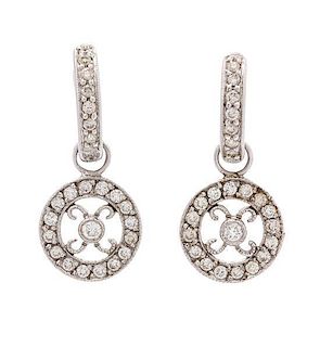 A Pair of 18 Karat White Gold and Diamond Earrings, 2.30 dwts.