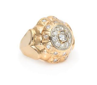 A 14 Karat Yellow Gold and Diamond Ring, 12.50 dwts.