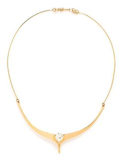 A 14 Karat Yellow Gold and Diamond Collar Necklace, 9.40 dwts.