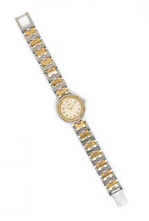 A Stainless Steel and Gold Plated "Clipper" Wristwatch, Hermes,