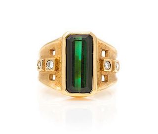 A Yellow Gold, Tourmaline and Diamond Ring, Eve Alfille, 8.40 dwts.