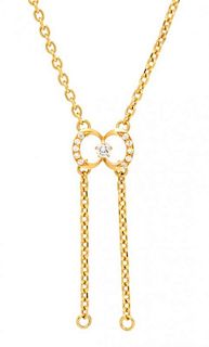 * An 18 Karat Yellow Gold and Diamond Lariat Style Chain, Masriera, 6.60 dwts.