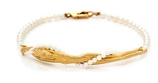 * An 18 Karat Yellow Gold and Pearl "Eden" Design Bracelet, Carrera y Carrera, 7.60 dwts.