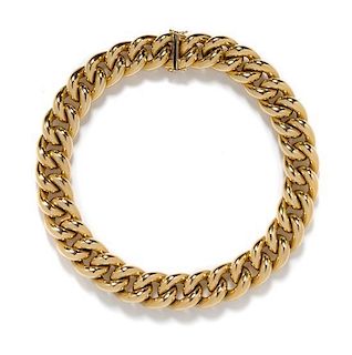 A Yellow Gold Curb Link Necklace, Italian, 75.40 dwts.