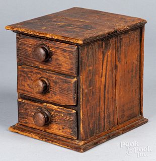 Pine cigar box drawered cabinet, 19th c.