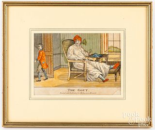 Hand colored Doctor lithograph, early 19th c.