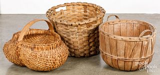 Two splint gathering baskets, 19th c.