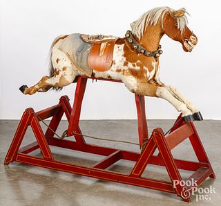 Horse hair hide covered rocking horse, 19th c.