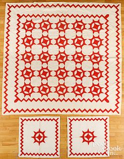 Set of three compass star quilts, 19th c.
