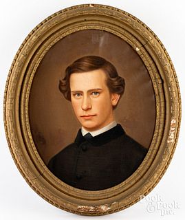 Oil on canvas portrait of a young man, 19th c.