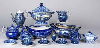 Large group of blue Staffordshire, 19th c.