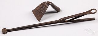 Pair of wrought iron ember tongs, early 19th c.