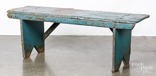 Primitive painted mortised bench, 19th c.