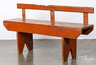 Painted pine bench, 19th/20th c.