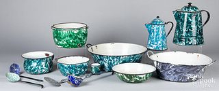 Thirteen pieces of graniteware, ca. 1900