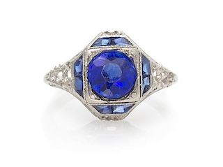 A Platinum and Sapphire Ring Mounting, 2.80 dwts.
