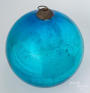 Huge blue Kugel type Christmas ornament