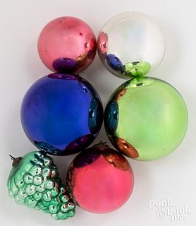 Six Kugel Christmas ornaments