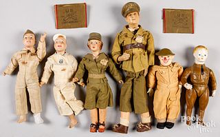 Six military dolls