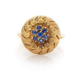 An 18 Karat Yellow Gold and Sapphire Ring, 3.40 dwts.