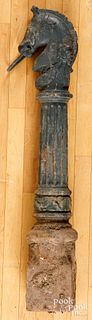 Cast iron horsehead hitching post