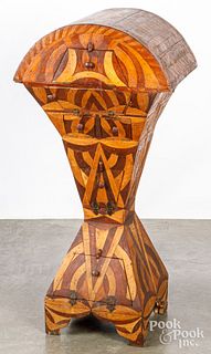 Parquetry saddle stand, late 19th c.