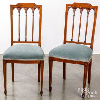 Pair of Hepplewhite inlaid mahogany side chairs