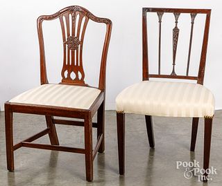 Two Federal carved mahogany dining chairs