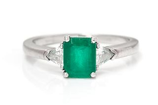 A Platinum, Emerald and Diamond Ring, Tiffany & Co., 3.00 dwts.