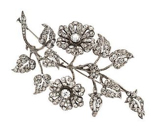 * A Belle Epoque Silver and Paste En Tremblant Floral Brooch, French, 23.60 dwts.