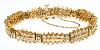 Diamond Bracelet, 108 Mounted Diamonds, 14K Yellow Gold L 6.5''