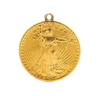 A US $20 St. Gaudens Gold Coin Pendant, 21.60 dwts.