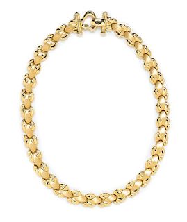 A 14 Karat Yellow Gold Fancy Link Necklace, 34.00 dwts.