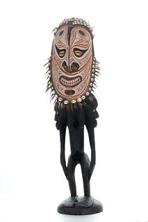 New Guinea Carved Wood Standing Figure H 37'' W 11''