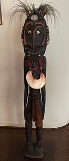 New Guinea  Tall Wood Standing Figure  1900, H 62'' W 11''