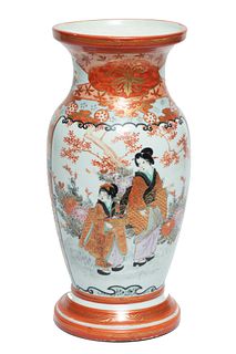 Japanese Kutani Signed Porcelain Vase C. 19th.c., H 12''