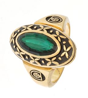 Synthetic Emerald Ring, 10kt Gold, Size: 6.75