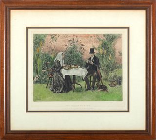 Walter Dendy Sadler,  Colored Lithograph On Paper, The Widow At Home, H 11.5'' W 14.2''