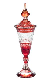 Ruby Glass Table Lamp 1950, H 28''